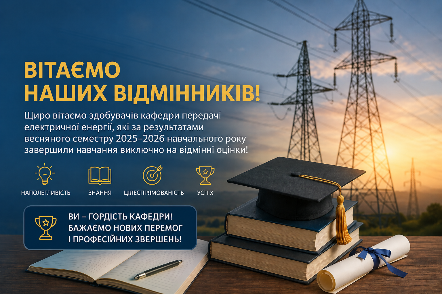 Гордість кафедри ПЕЕ: 17 відмінників за результатами весняного семестру 2025–2026 н.р.